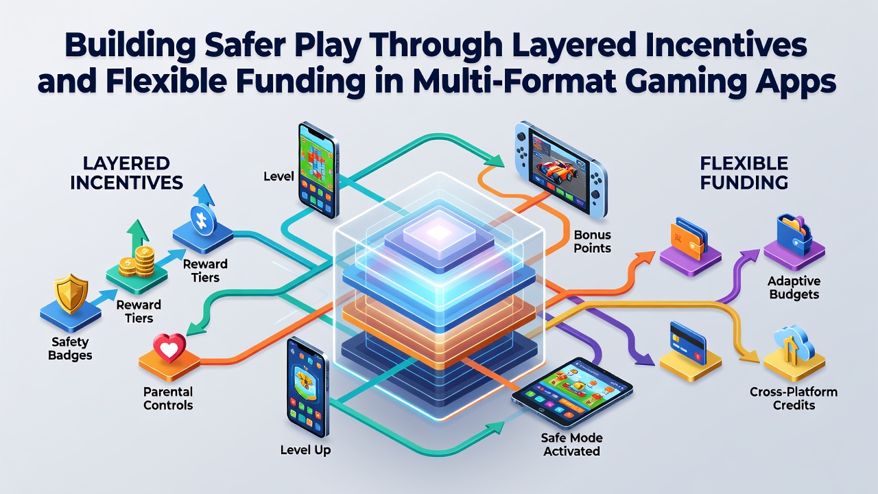 Visual representation of layered incentives and flexible funding structures in multi-format gaming applications
