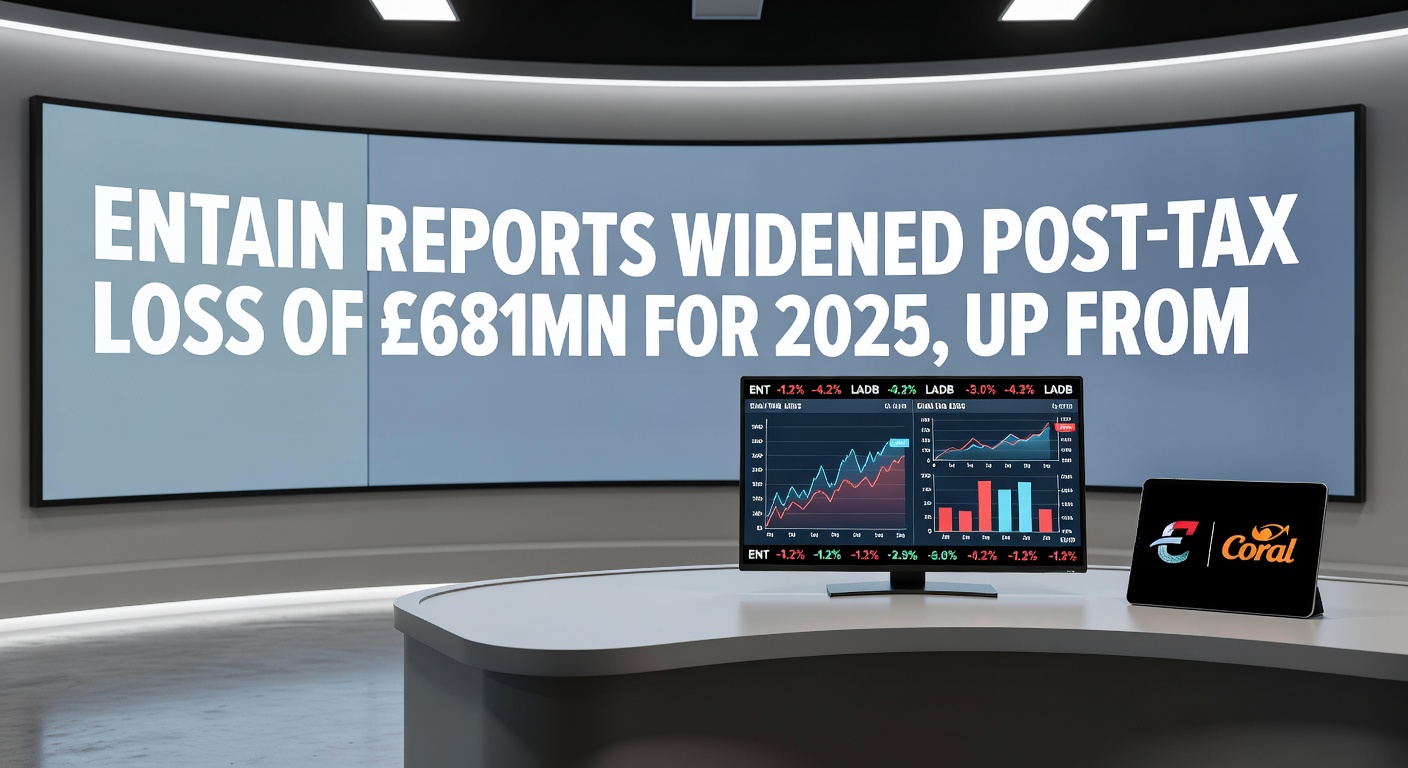 Graph depicting Entain's revenue growth curve alongside impairment charge spike for 2025