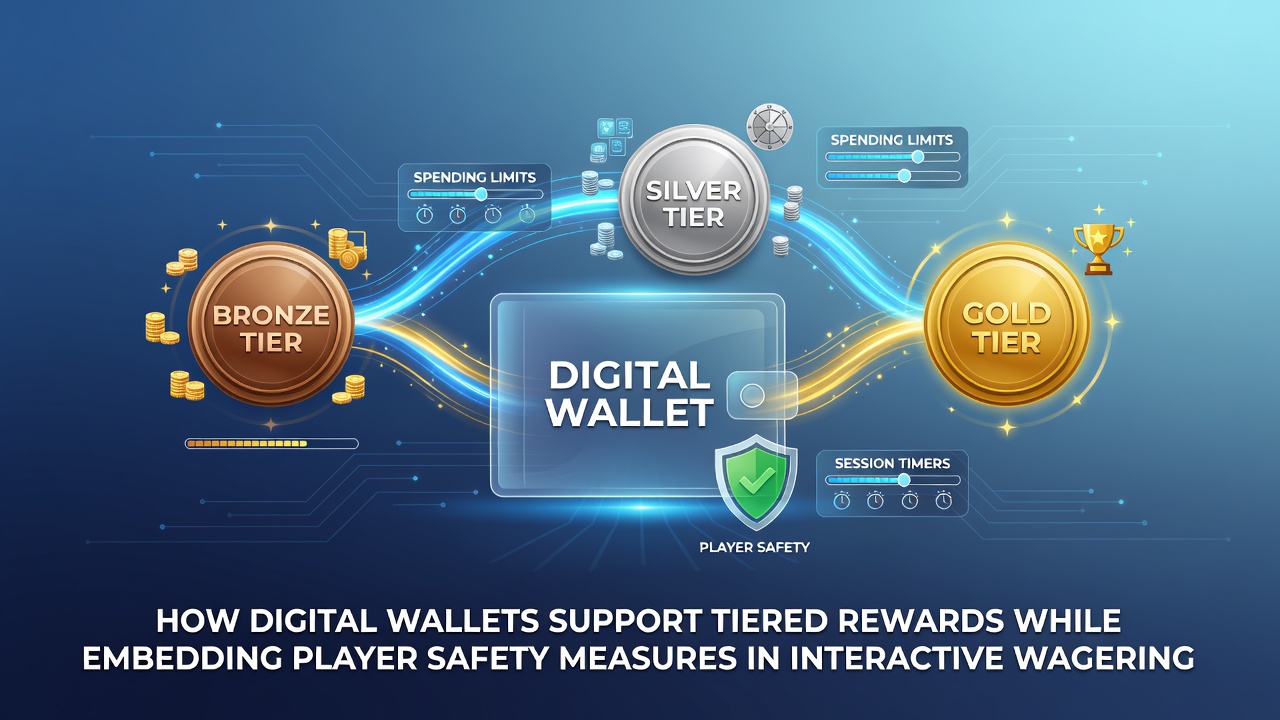 Digital wallet interface showing tiered rewards and safety controls in wagering apps