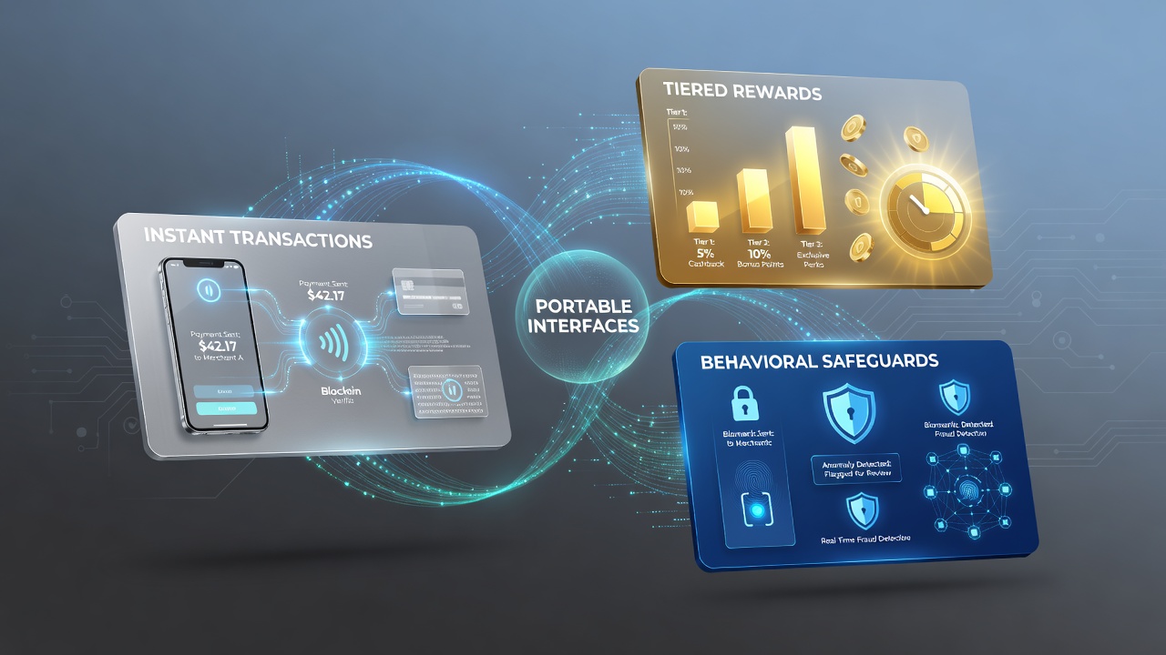 User dashboard displaying tiered rewards alongside spending limit controls