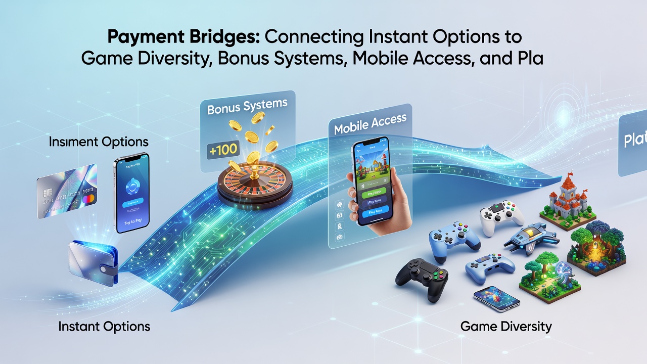 Mobile gaming interface showing payment bridge integration with bonus systems and player protection tools