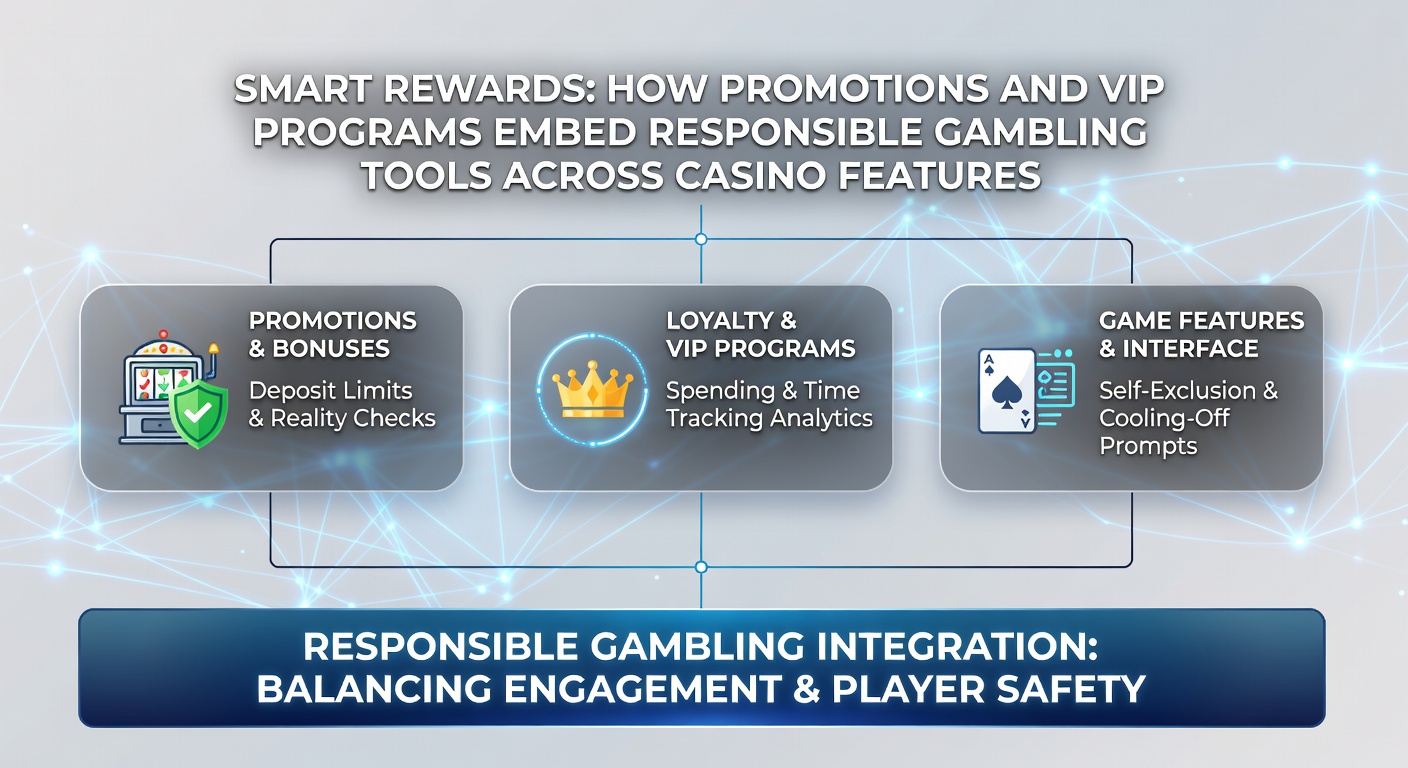 Casino interface showing VIP rewards dashboard with embedded deposit limit prompts and play time trackers