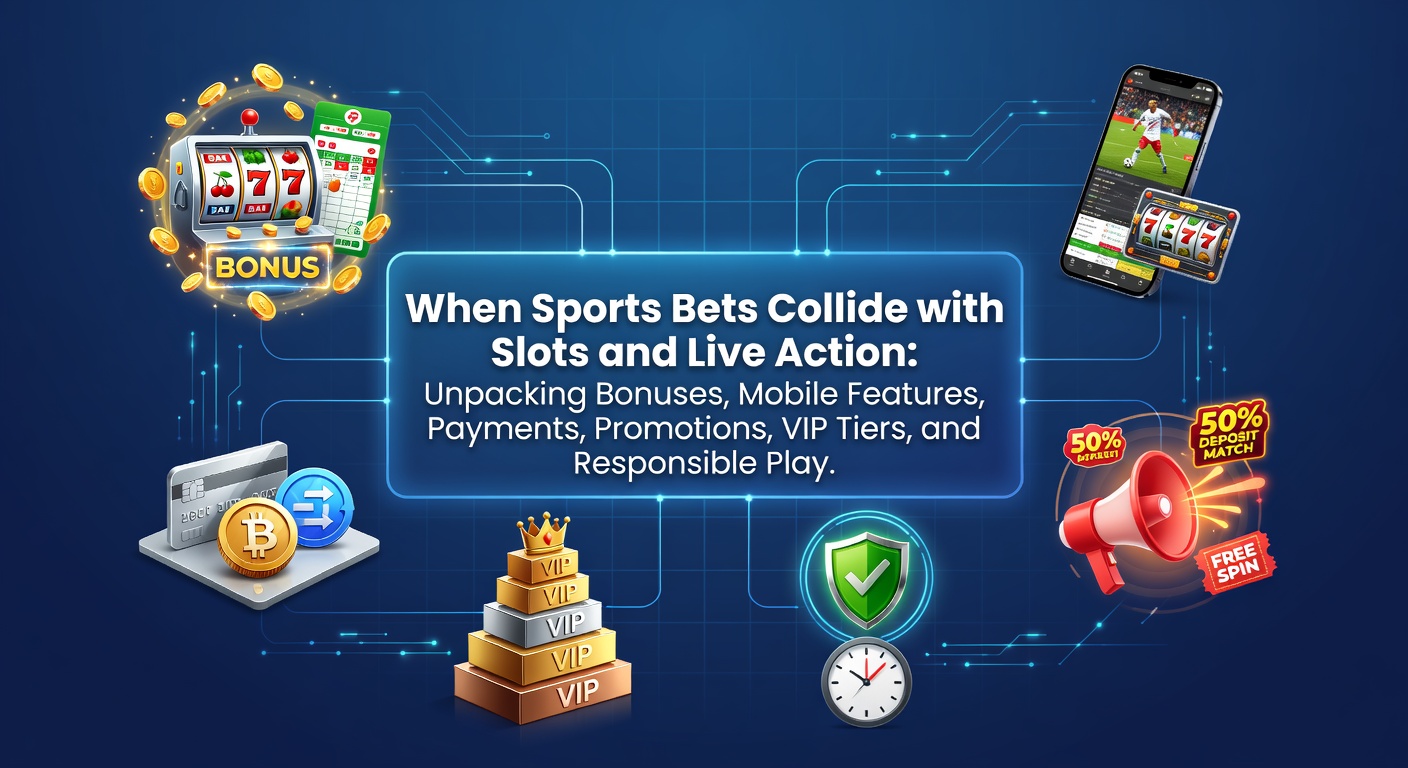 Dynamic digital screen showing sports betting odds alongside spinning slot reels and live dealer blackjack table, illustrating the convergence of casino games