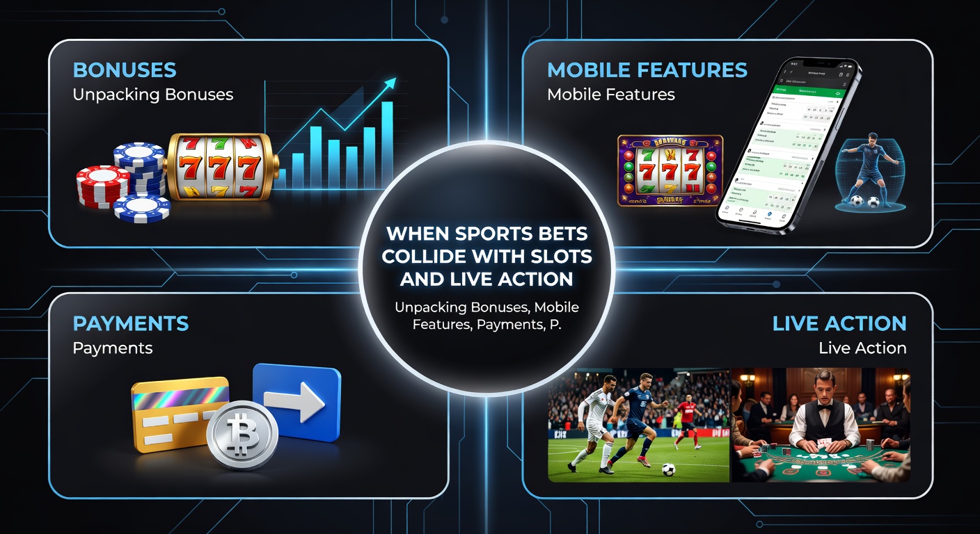 Smartphone interface displaying split-screen with live soccer bet slip, active slot game, and dealer-led craps table, highlighting mobile multitasking in gambling apps